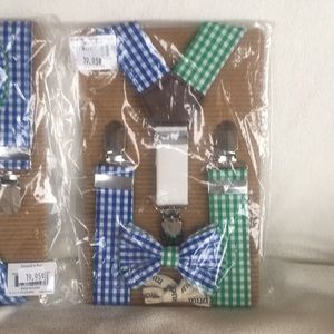 Mud Pie suspenders and bowtie.